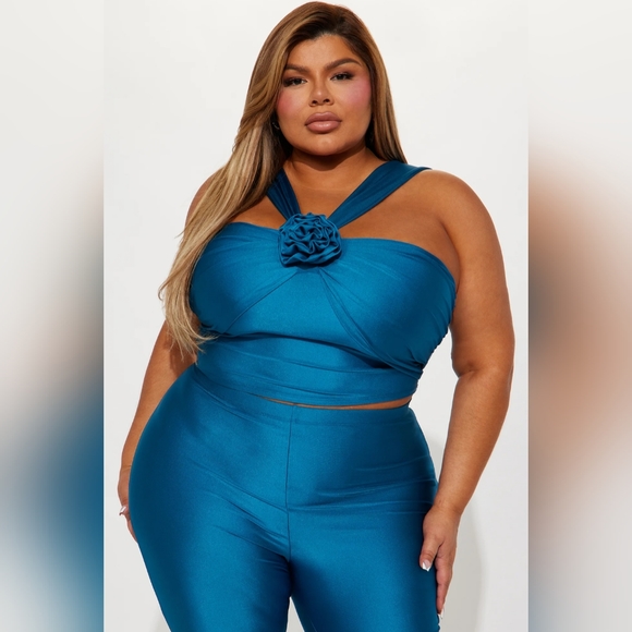 Fashion Nova "My Final Rose Pant Set" (Teal) - Picture 2 of 7